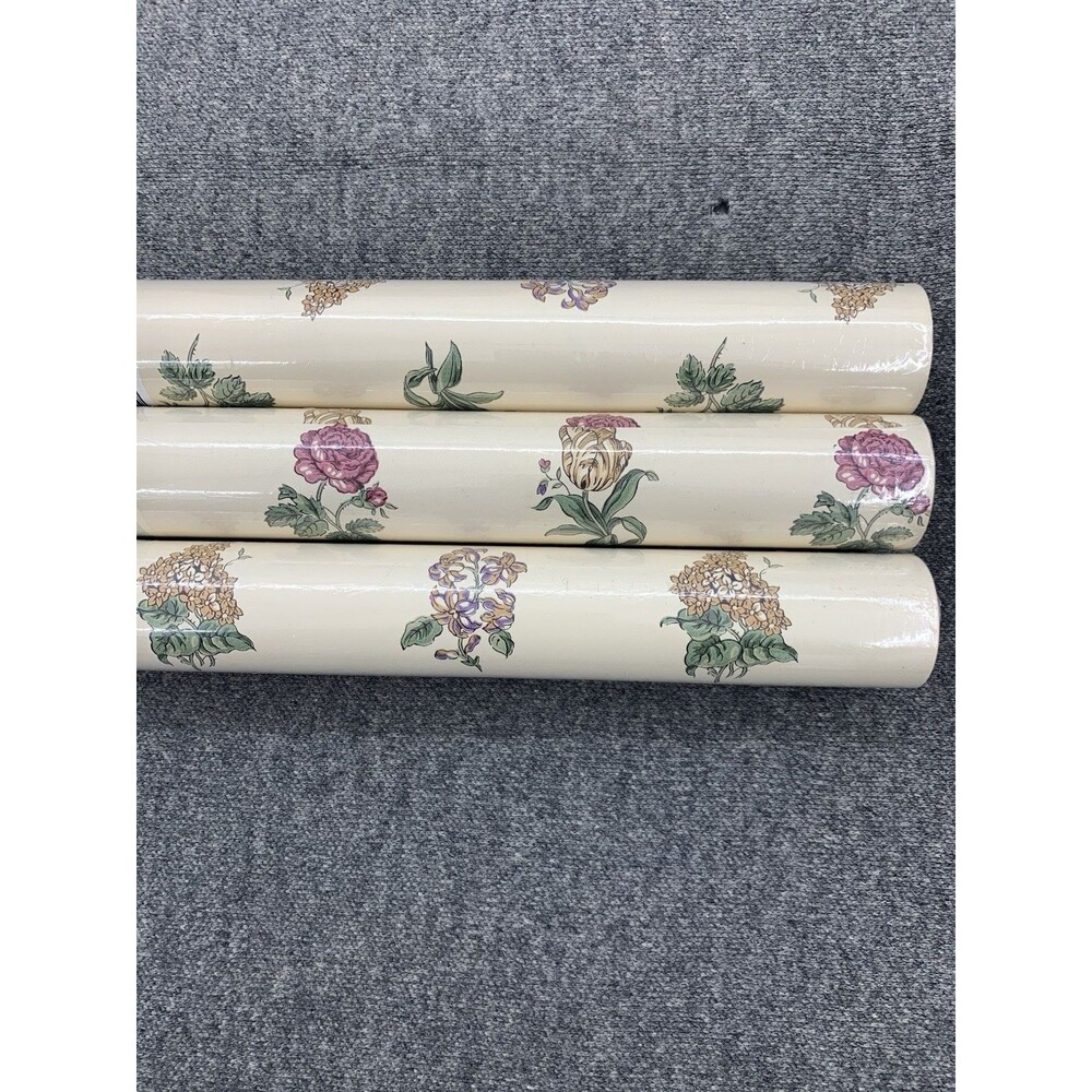 Waverly Vintage Floral 3 Rolls 1990s Botanical Wallpaper 27 ft. Long x 27” Wide.